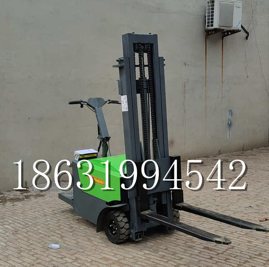 吉阳区优程全电动叉车插腿式堆高车液压装卸车1.5吨升高小型站驾式铲车